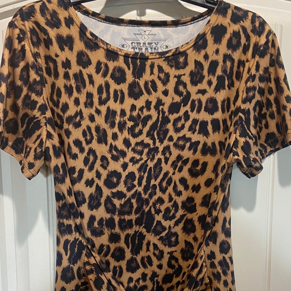 Crazy Train Leopard Print Short Sleeve Top